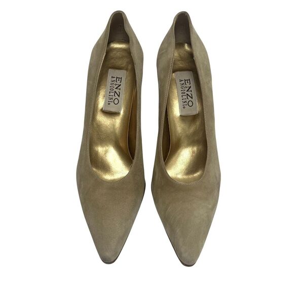 Enzo Angiolini Suede Leather Pointed Toe High Heel Shoes Pump Tan Beige Size 9 - Picture 2 of 8